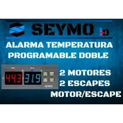 Dubbel programmeerbaar temperatuuralarm (twee uitlaten) of (uitlaat en motor) of (twee motoren)